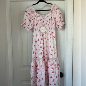 NWT LoveShackFancy by Target Cosette Smocked Puff Sleeve Floral Dress